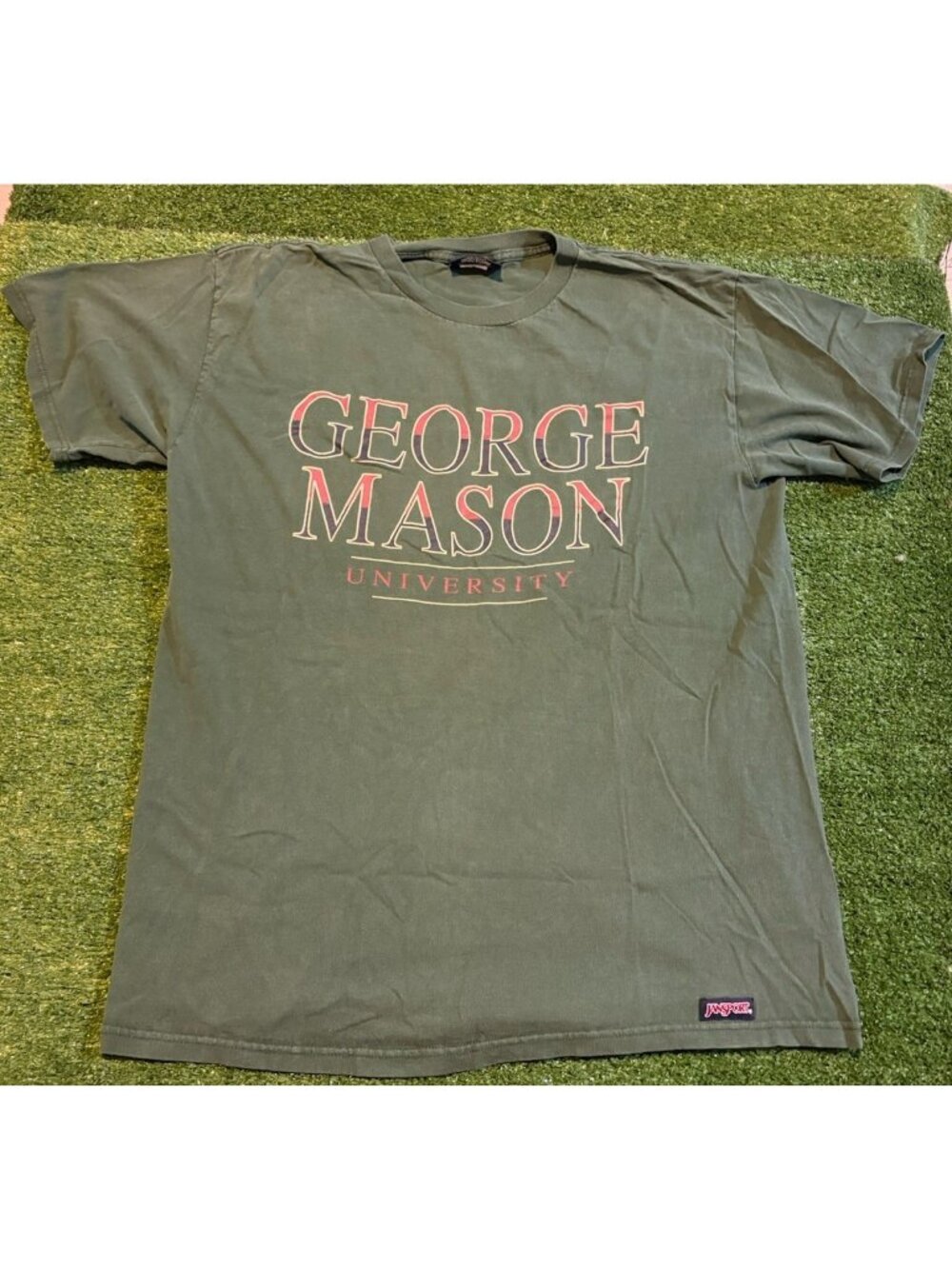 Vintage George Mason Patriots shirt mens large green Jansport basketball 90s